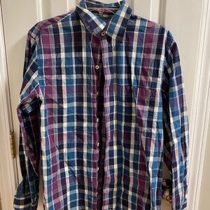 Izod Men's Plaid Button-Down Shirt in Blue and Purple